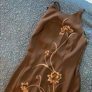 Full length brown formal dress